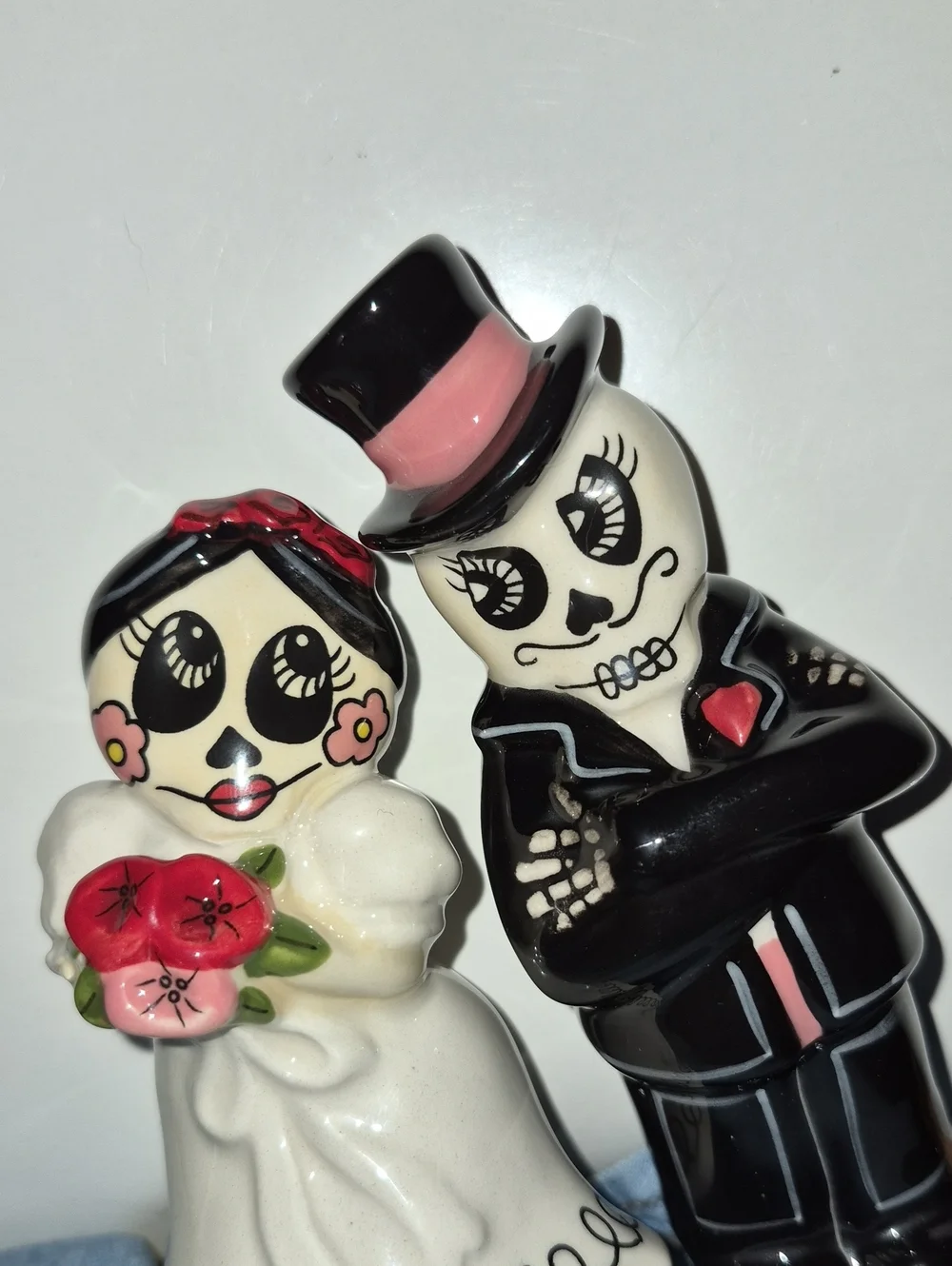 Salt and Pepper Set Older Skull Sugar Bride and Groom